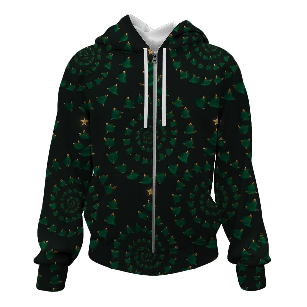 Emerald Christmas Tree Spiral On Charcoal Night hoodies fashion