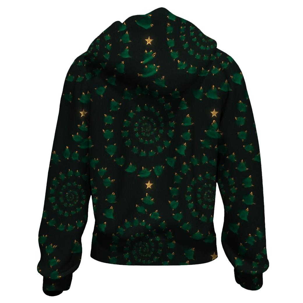 Emerald Christmas Tree Spiral On Charcoal Night hoodies fashion