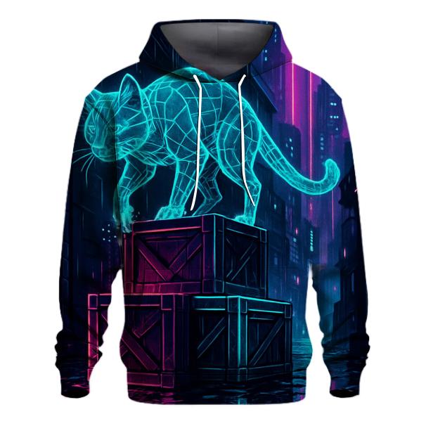 Cyber Alley Hologram Cat pullover hoodies
