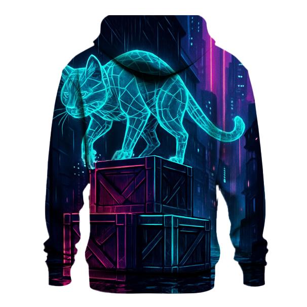 Cyber Alley Hologram Cat pullover hoodies
