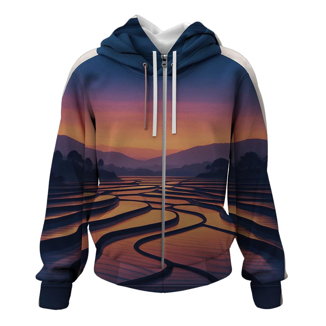 Twilight Reflections In The Rice Fields hoodies fashion