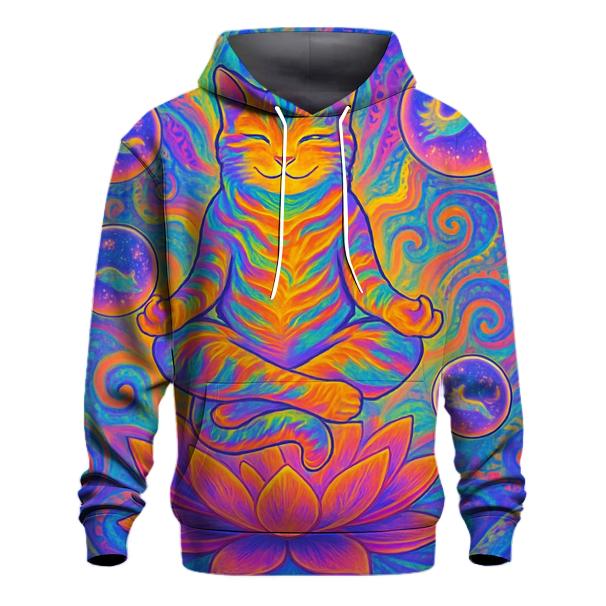 Psychedelic Lotus Cat Dream embroidered hoodies