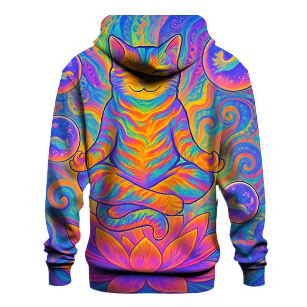 Psychedelic Lotus Cat Dream embroidered hoodies
