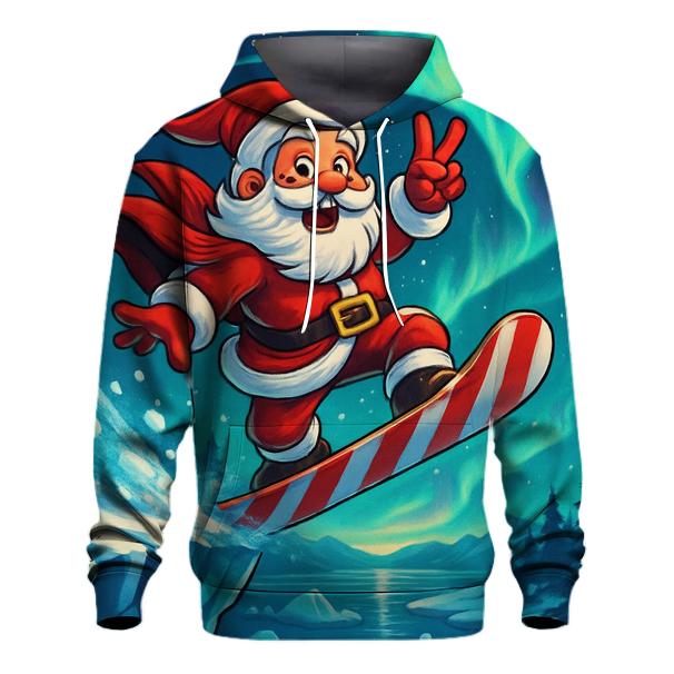 Arctic Aurora Snowboard Santa pullover hoodies
