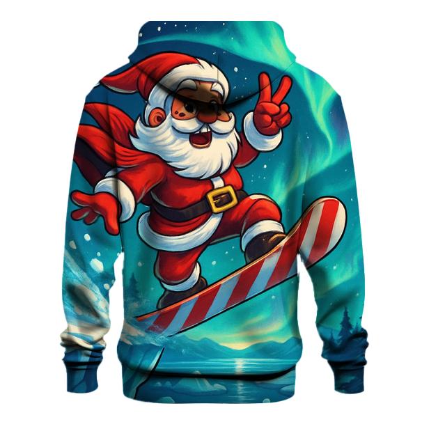 Arctic Aurora Snowboard Santa pullover hoodies