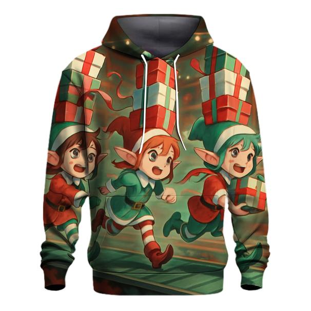 Elves Midnight Toy Workshop Race printed hoodies