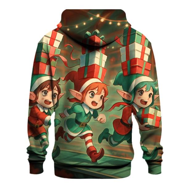 Elves Midnight Toy Workshop Race printed hoodies