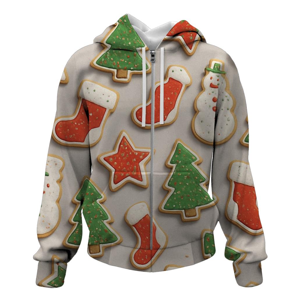 Christmas Cookie Scatter On Light Gray heavyweight hoodies