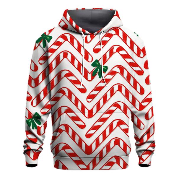 Candy Cane Chevron Parade On Snow White lightweight hoodies