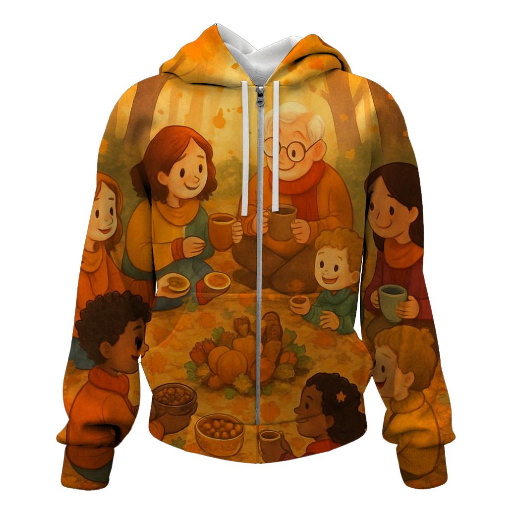 Thankful Leaf Spiral Gathering graphic hoodies