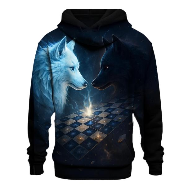 Cosmic Chess Wolf Duel custom hoodies