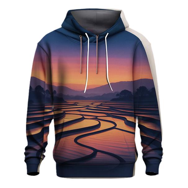 Twilight Reflections In The Rice Fields graphic hoodies