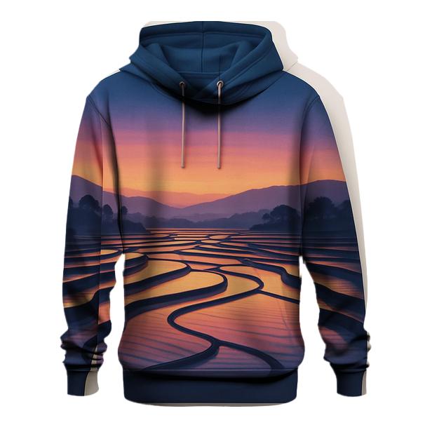 Twilight Reflections In The Rice Fields graphic hoodies