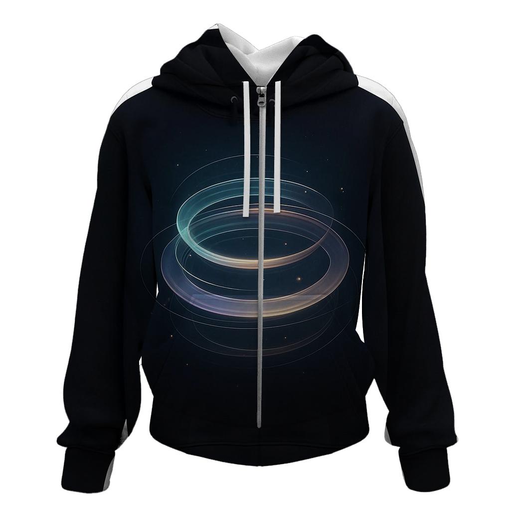 Ethereal Orbiting Rings zip-up hoodies
