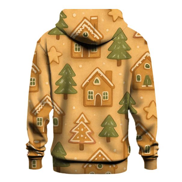Gingerbread Village Grid On Warm Beige premium hoodies