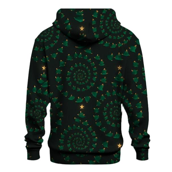Emerald Christmas Tree Spiral On Charcoal Night printed hoodies