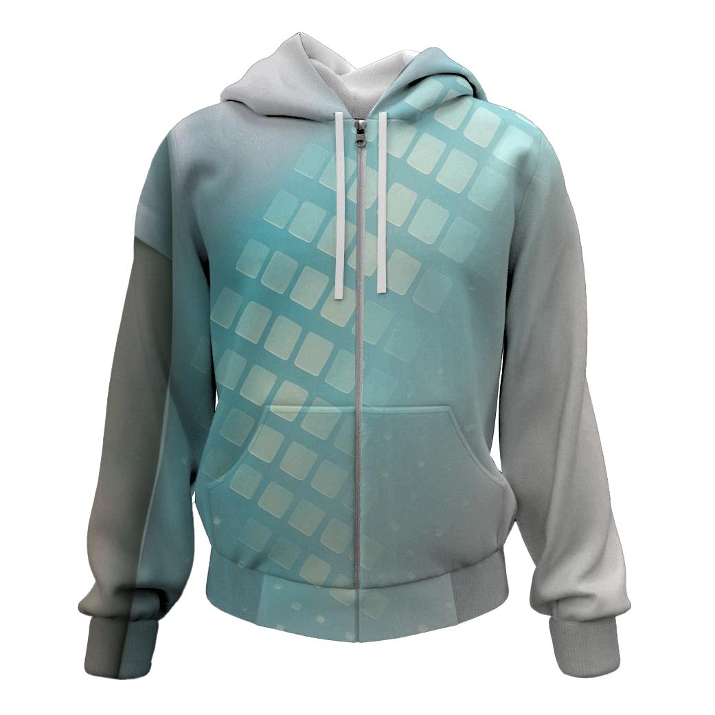 Luminous Cascade Grid zip-up hoodies