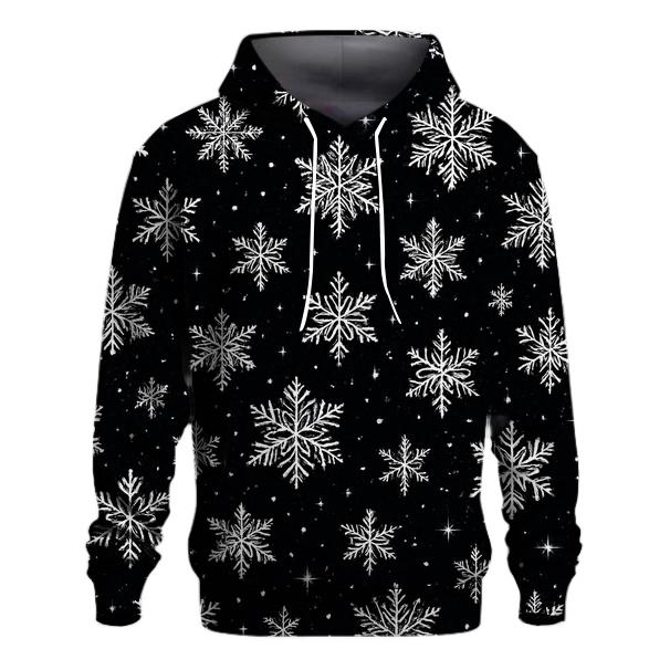 Snowflake Constellation Scatter On Black zip-up hoodies
