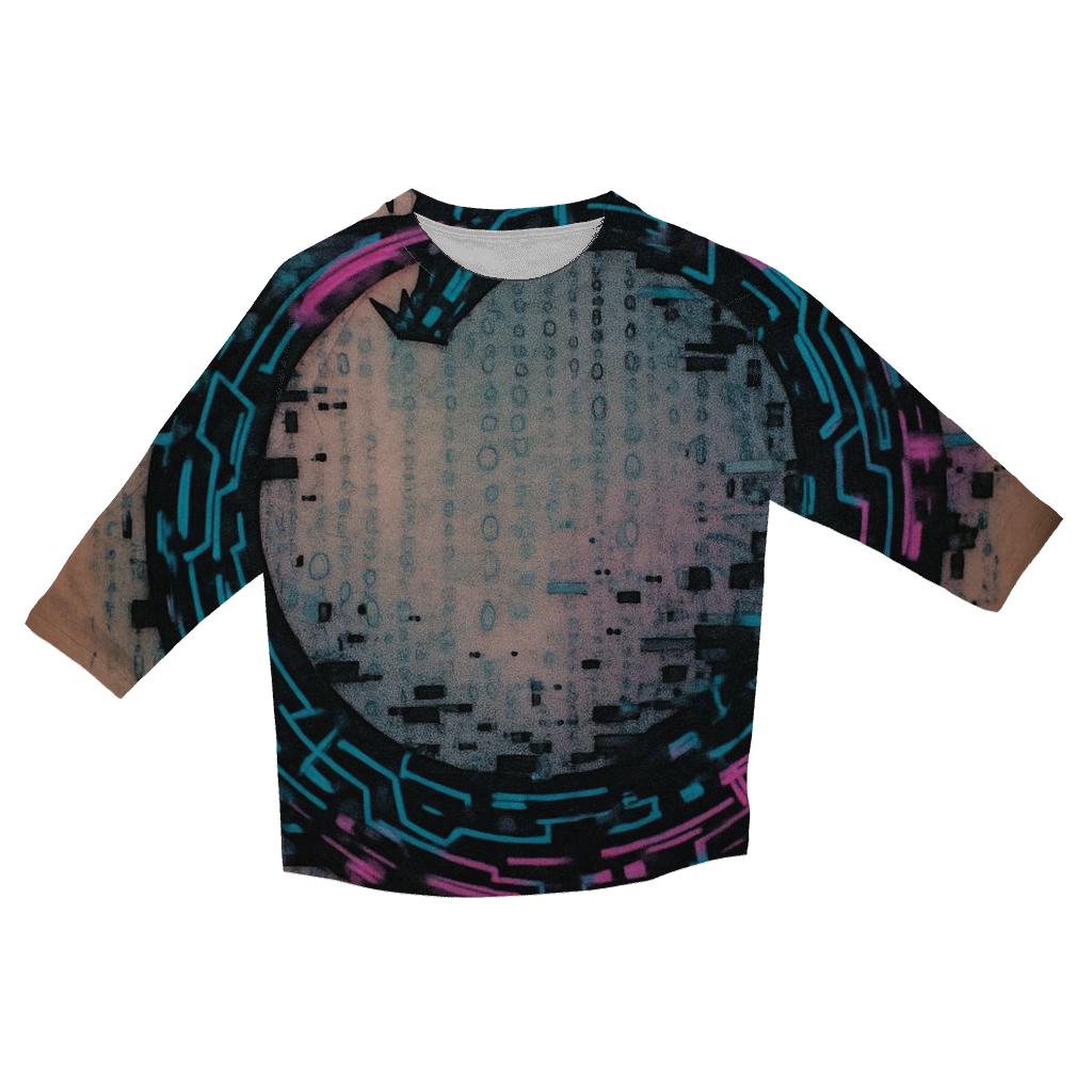 Digital Glitch Ouroboros Circuit fashion 3/4 sleeve shirts