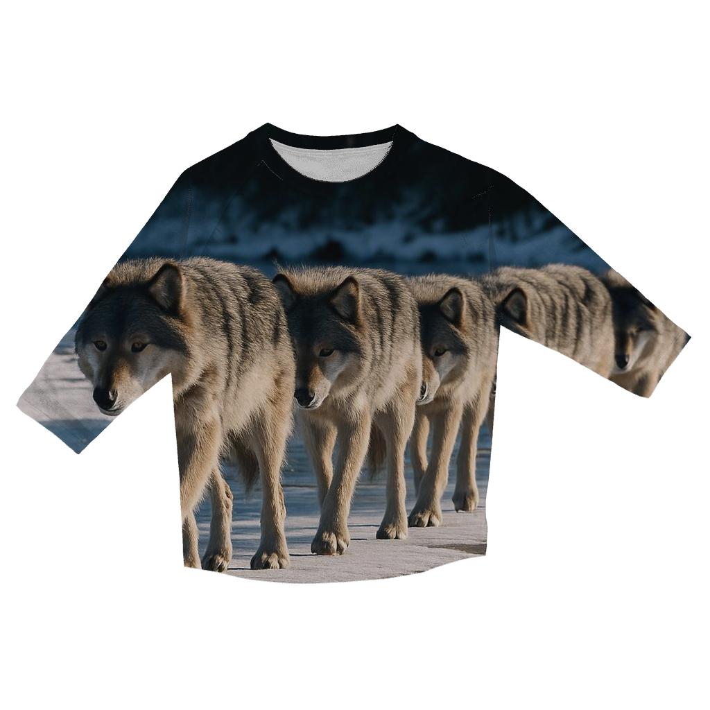 Wolf Pack Crossing Frozen River designer 3/4 sleeve blouses