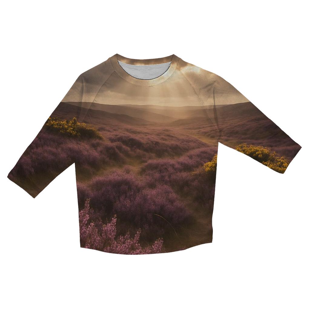 Wild Heather And Gorse On Scottish Moor designer 3/4 sleeve blouses