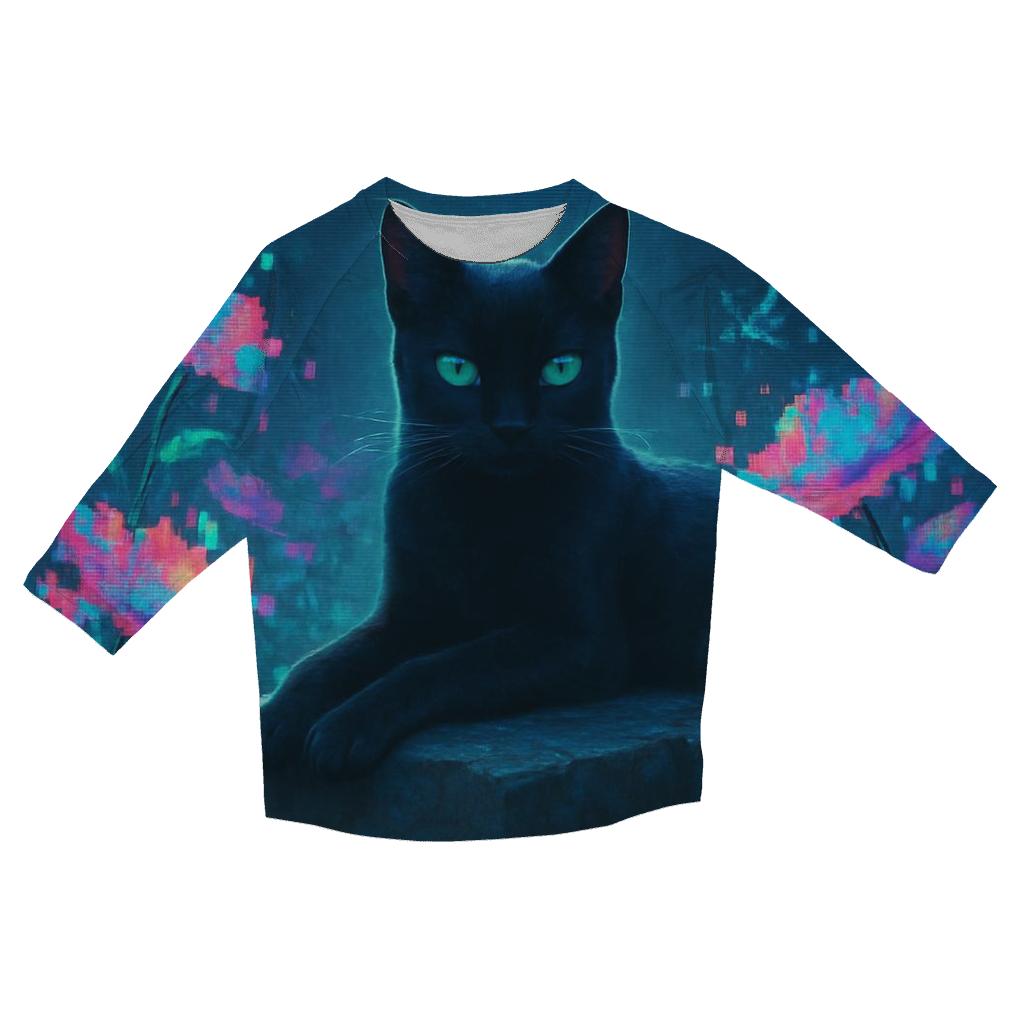 Cat In The Glitch Garden trendy 3/4 sleeve tops