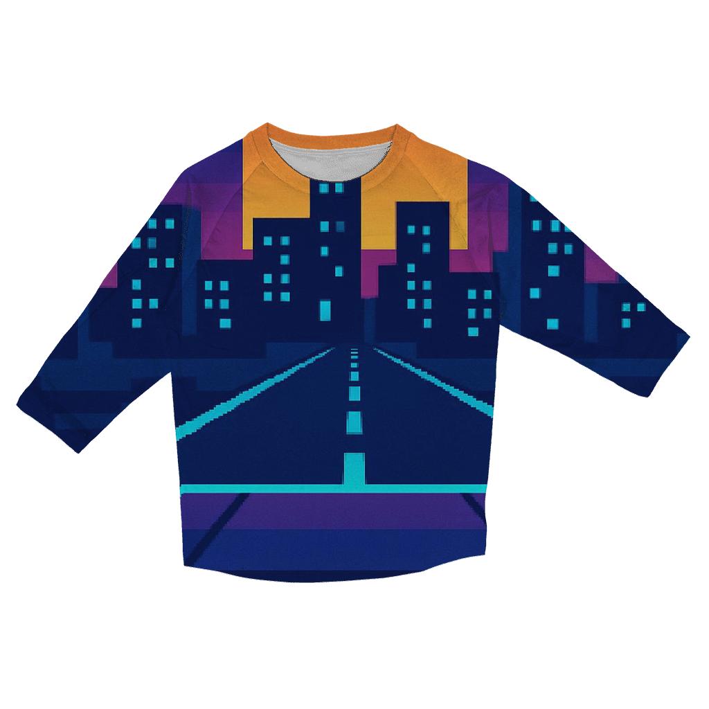 Pixel Night City Drive stylish quarter sleeve tops