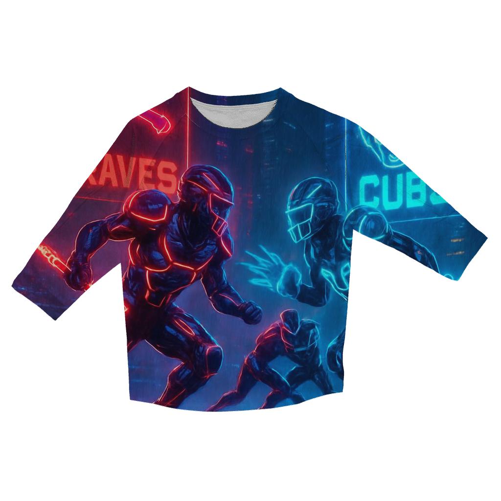 Neon Night Fury Braves And Cubs Cyber Bowl designer 3/4 sleeve blouses