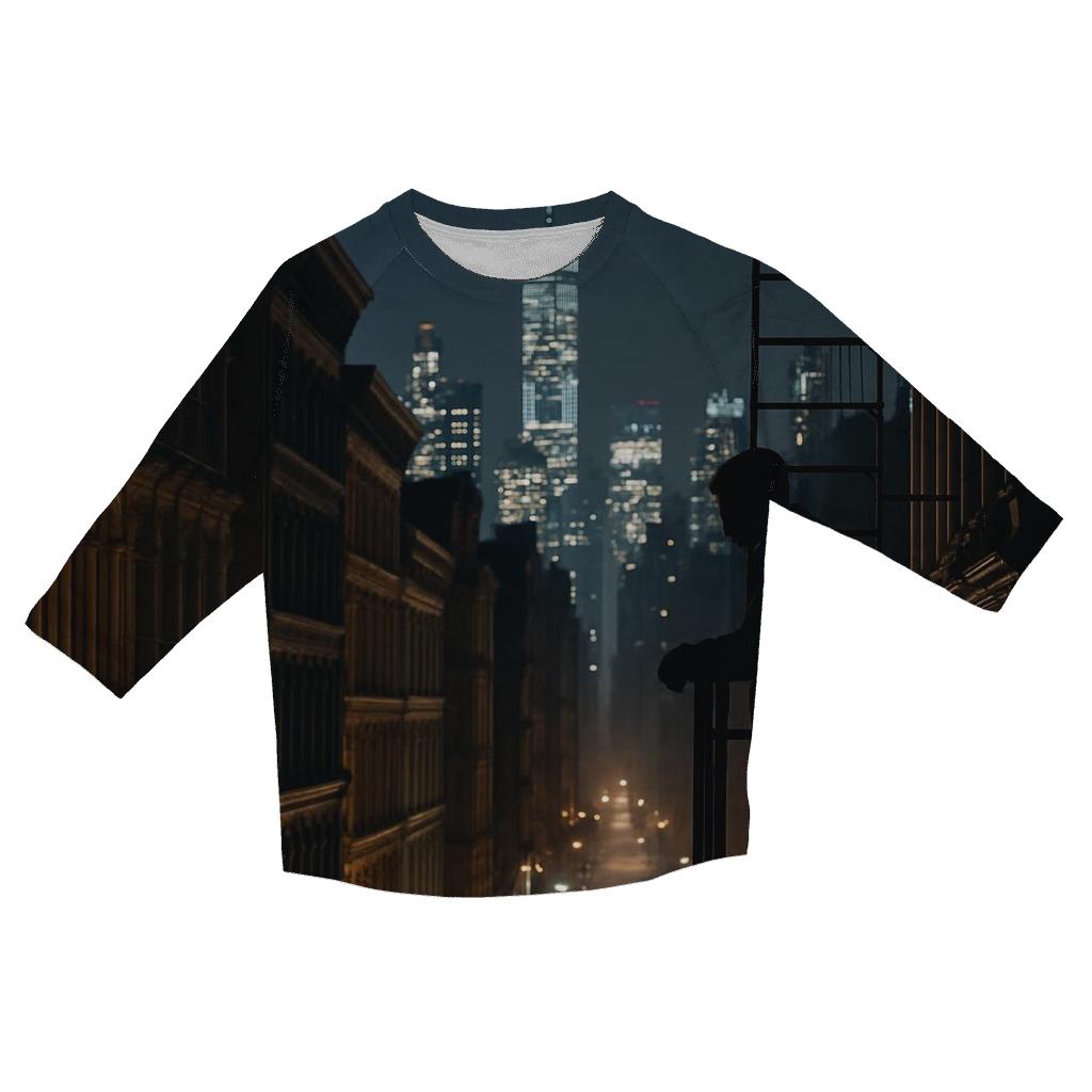 Nocturnal Skyline From A SoHo Fire Escape designer 3/4 sleeve blouses