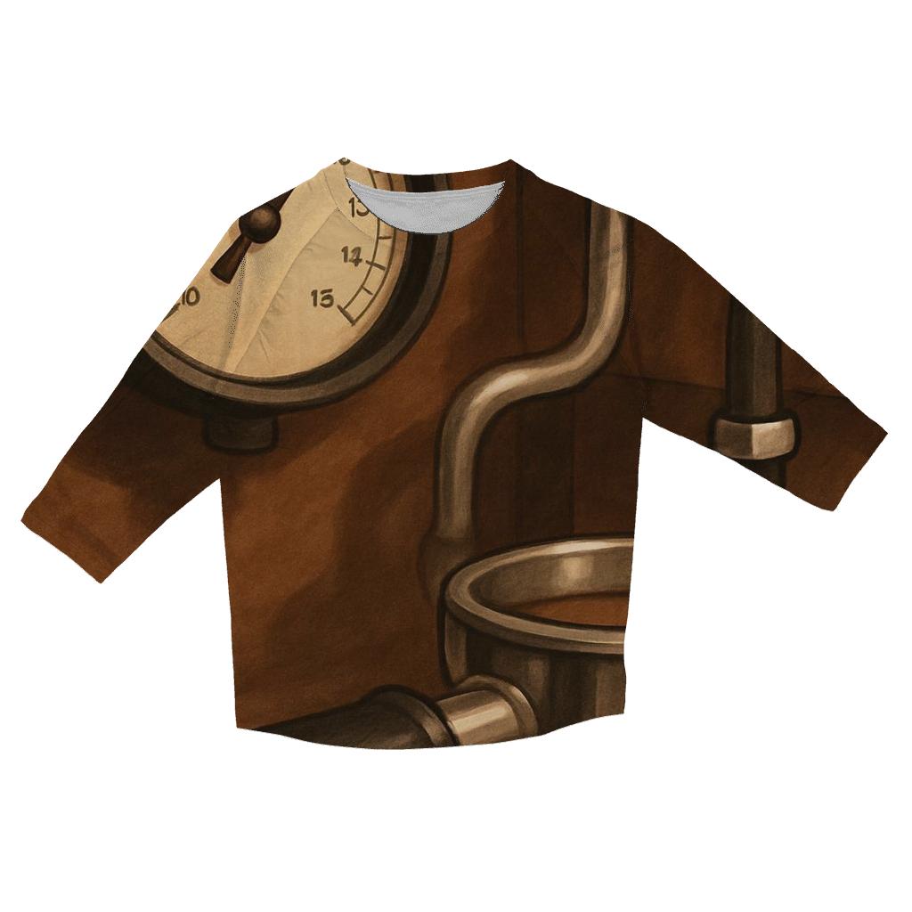 Pressure Gauge Espresso printed three quarter sleeve shirts