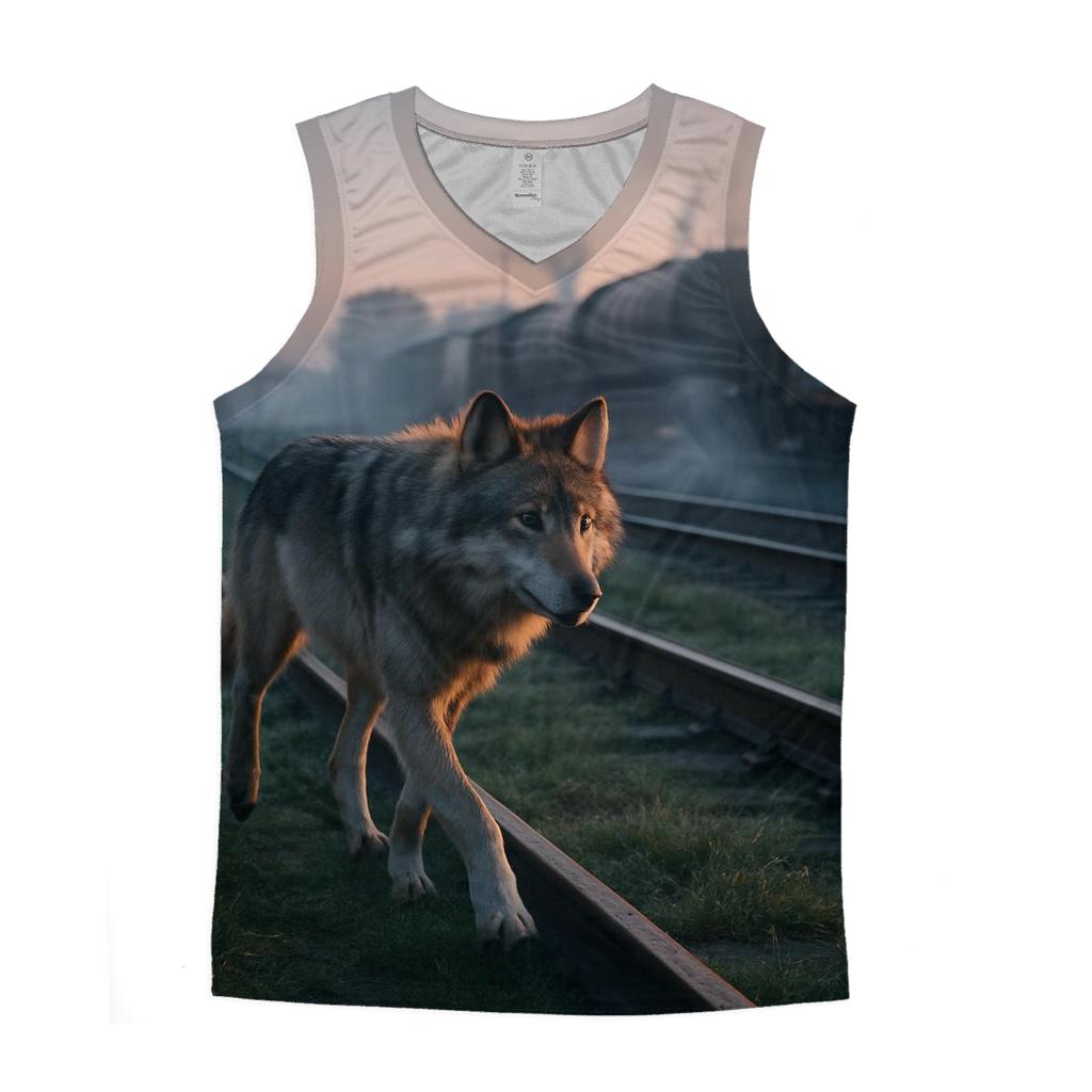 Urban Rail Yard Wolf At Dawn casual summer tank tops