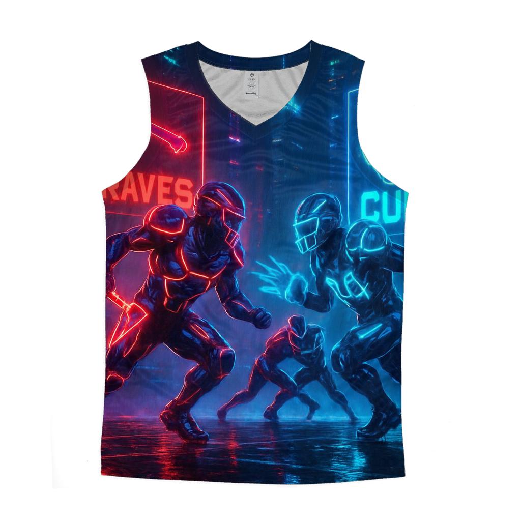 Neon Night Fury Braves And Cubs Cyber Bowl personalized athletic tanks