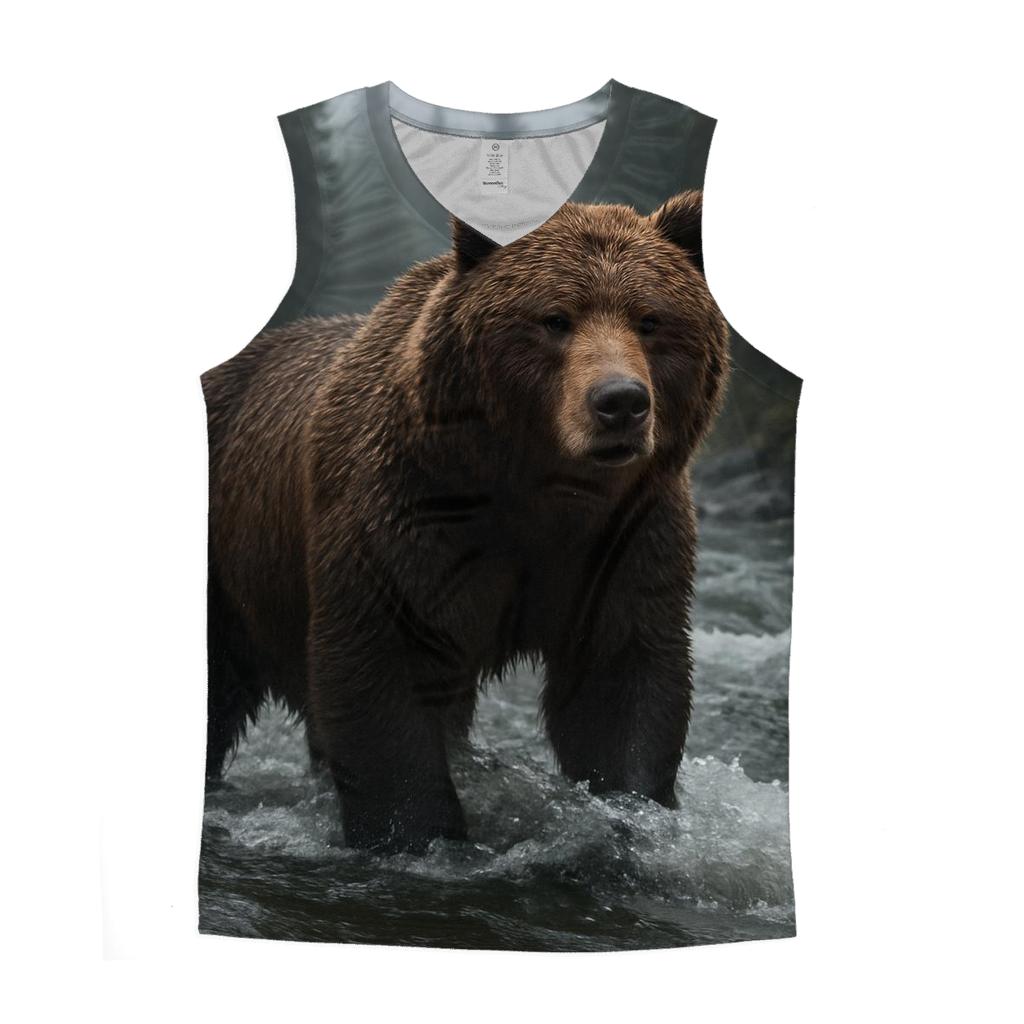 Brown Bear Fishing In Cold Stream stylish racerback tanks
