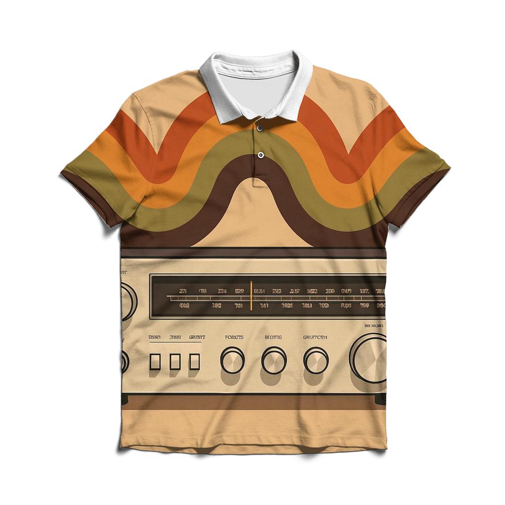 Retro Stereo Soundwaves designer slim fit polos