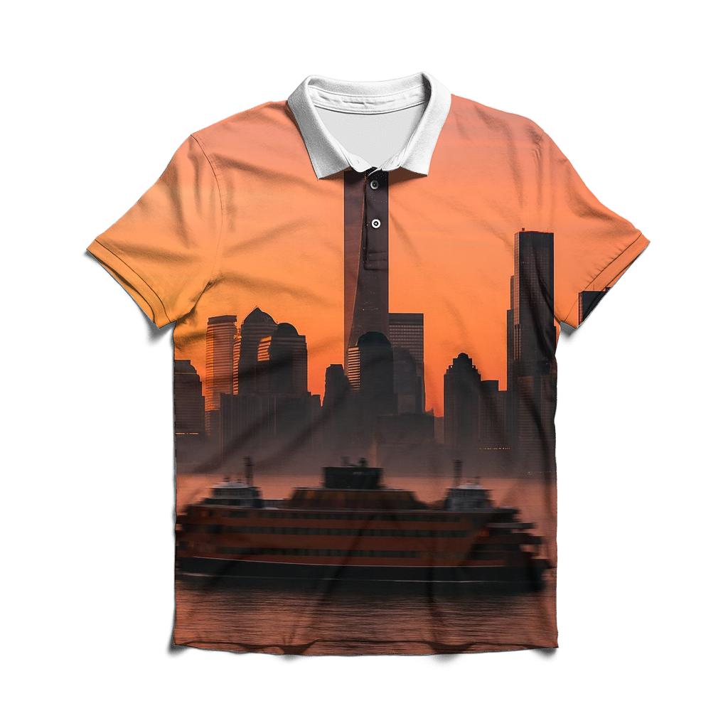 Harbor Dawn Over Lower Manhattan classic pique polos