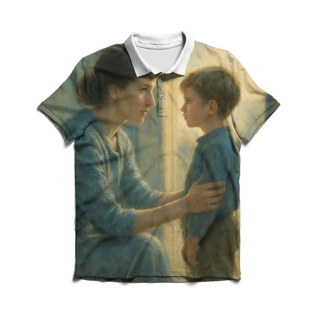The Silent Promise Held In Her Eyes branded logo polo shirts