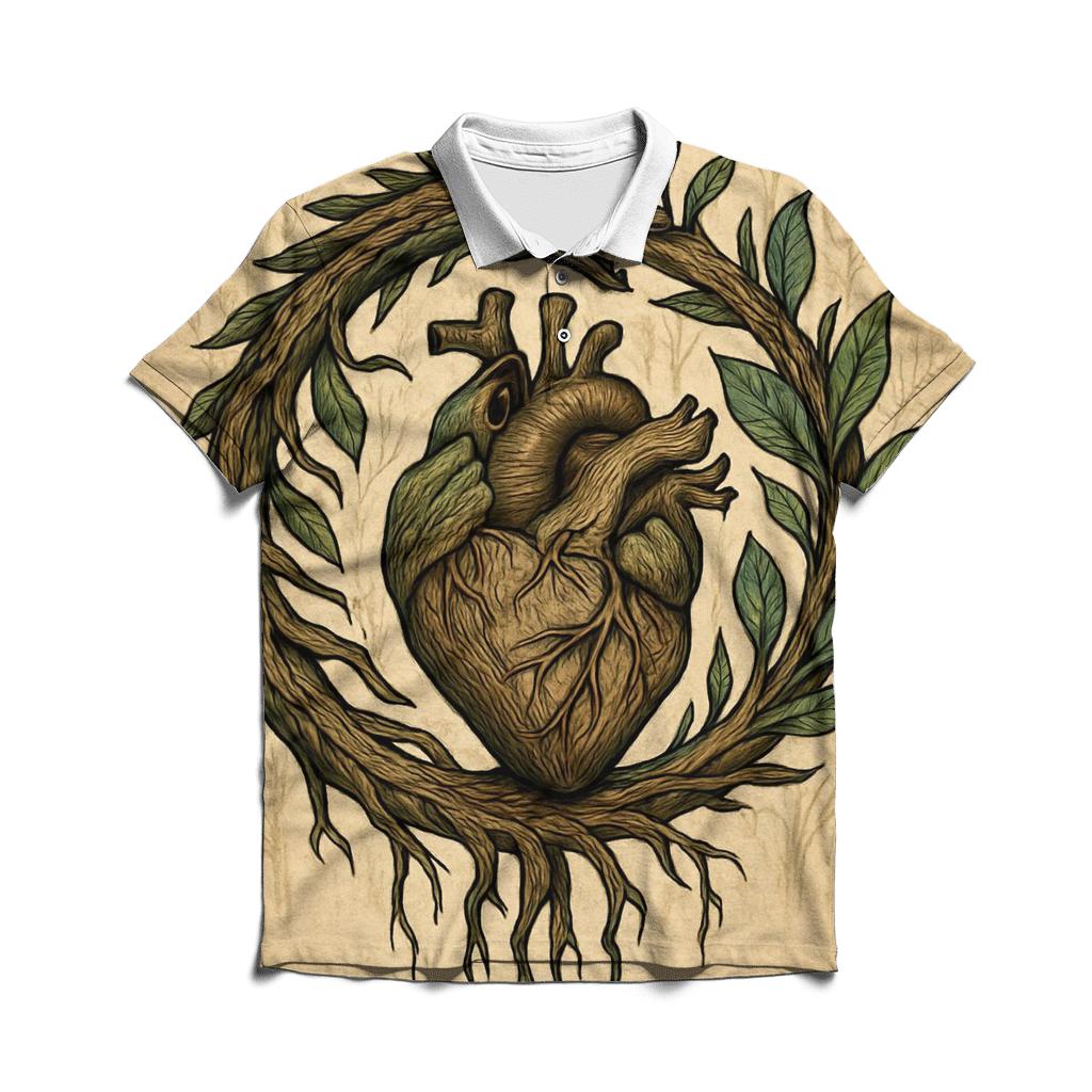 Forest Heart Ouroboros embroidered polo tops