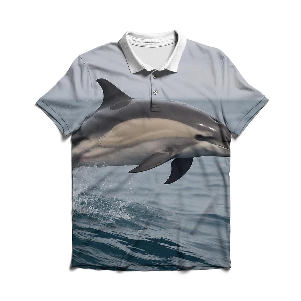 Common Dolphin In Steel Blue Swell personalized polo shirts