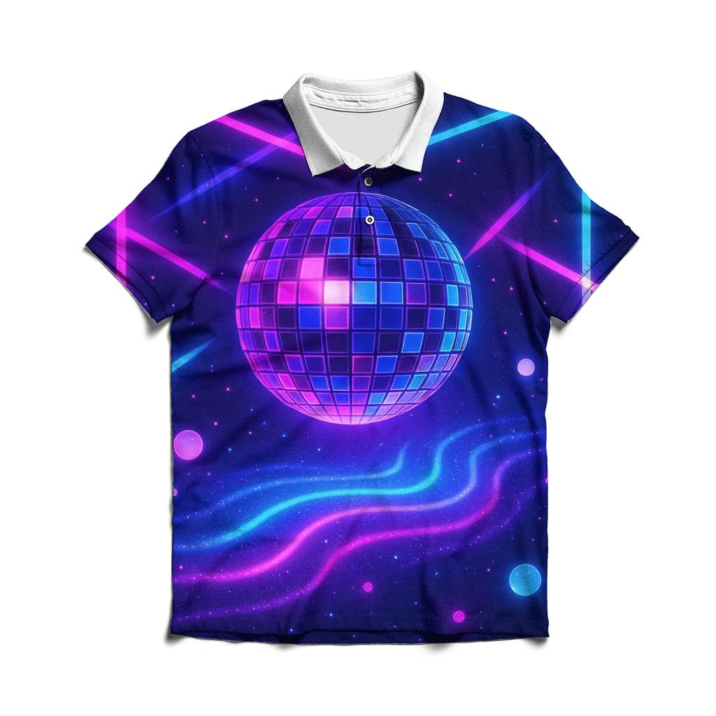 Neon Mirage Disco Grid personalized polo shirts
