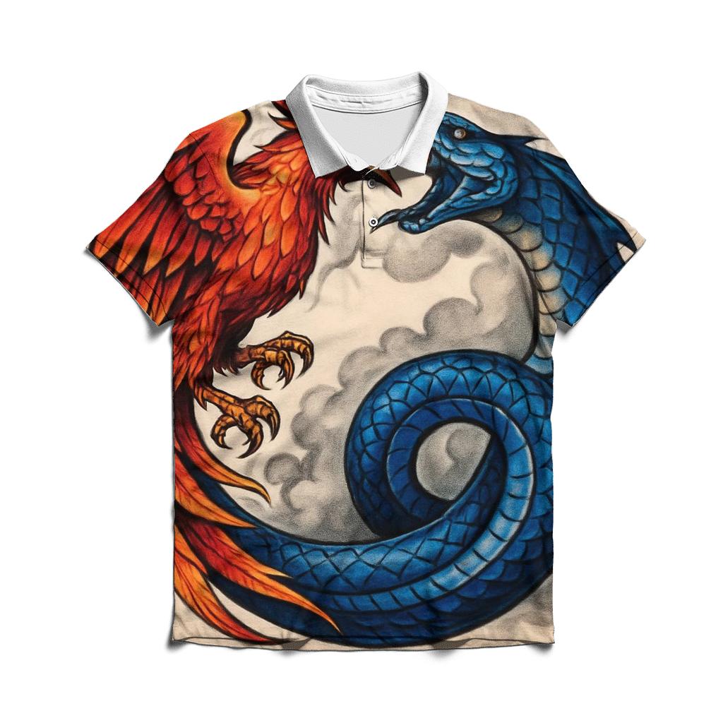 Phoenix Serpent Dual Ouroboros branded logo polo shirts