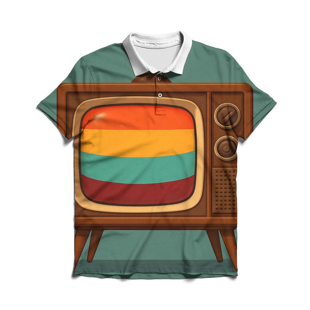 Retro Rainbow Television designer slim fit polos