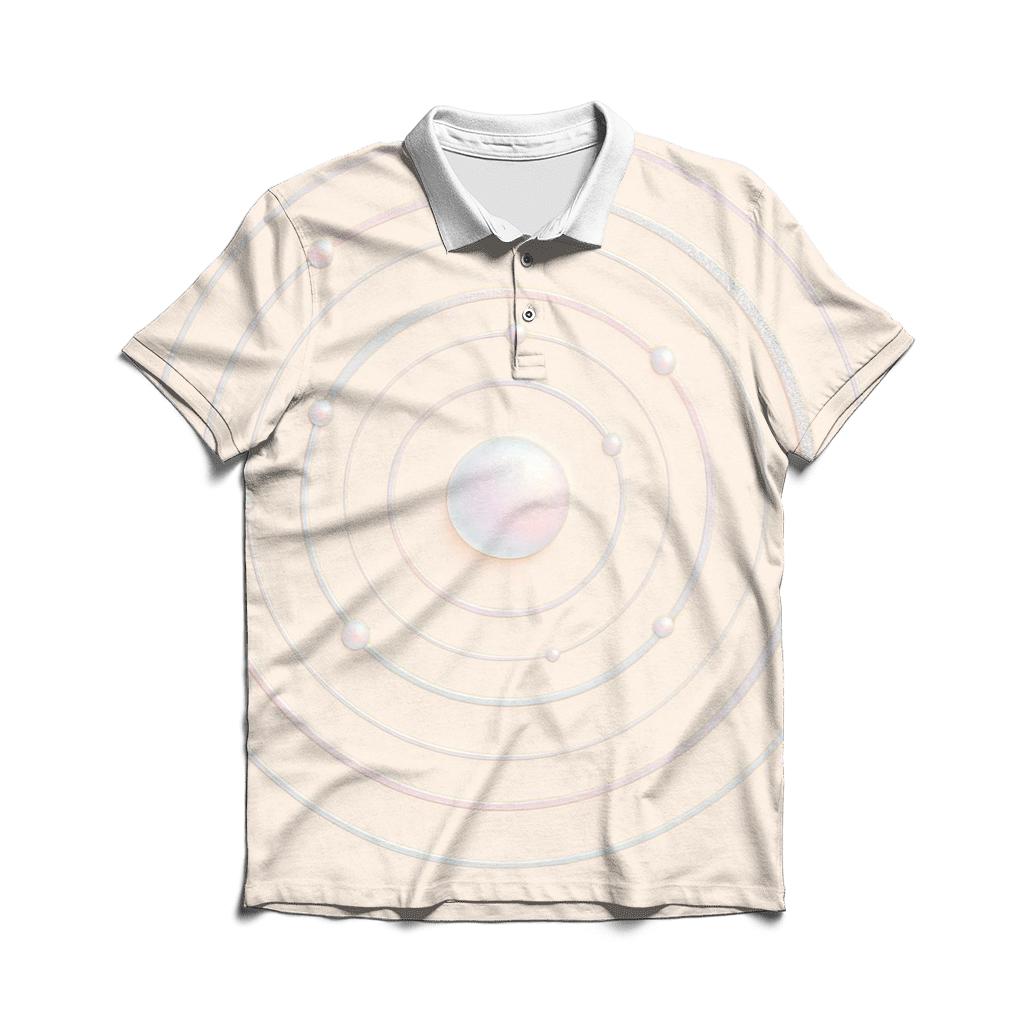 Opaline Halo Orbits embroidered polo tops