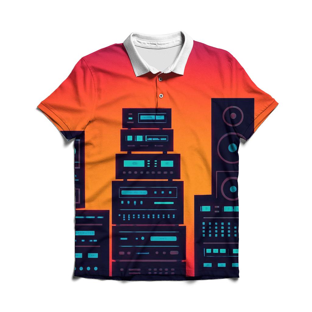 Sunset Stereo Skyline branded logo polo shirts