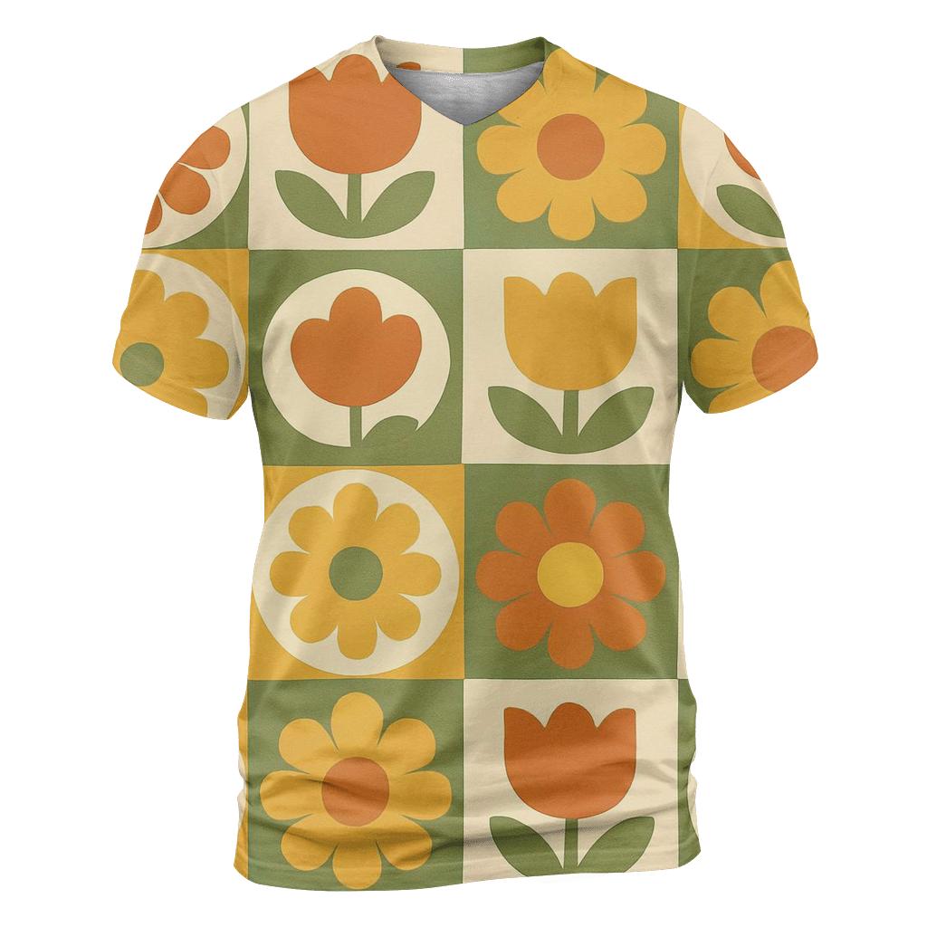 Funky Floral Wallpaper Grid trendy printed shirt styles