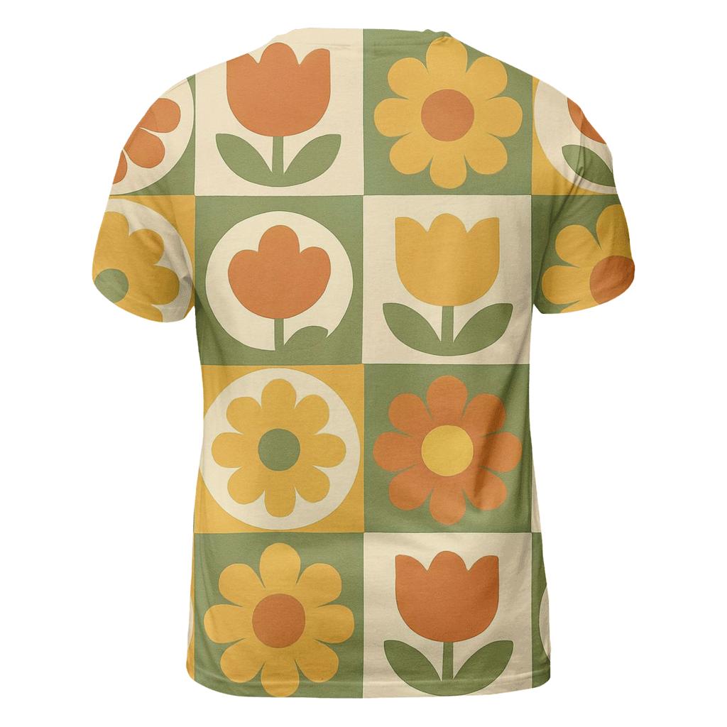 Funky Floral Wallpaper Grid trendy printed shirt styles