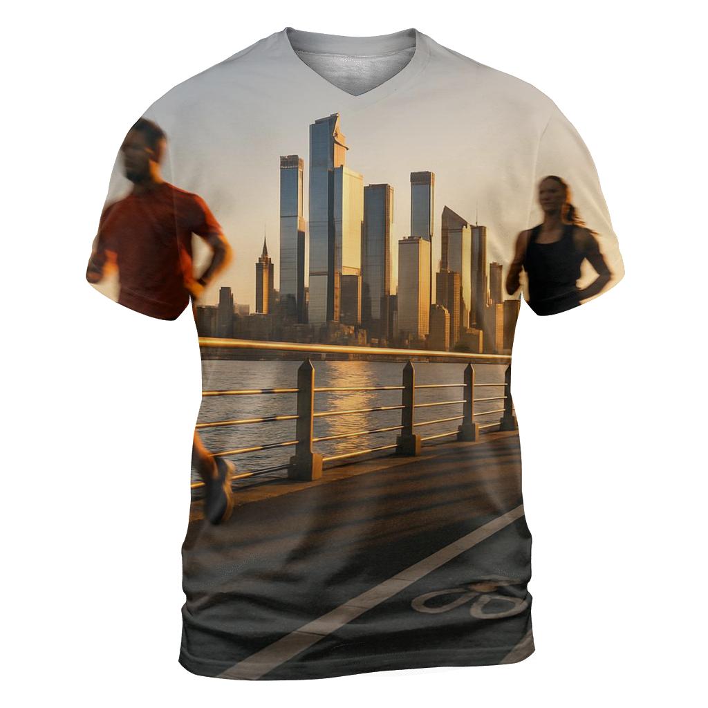 Hudson River Joggers At Golden Hour trendy printed shirt styles