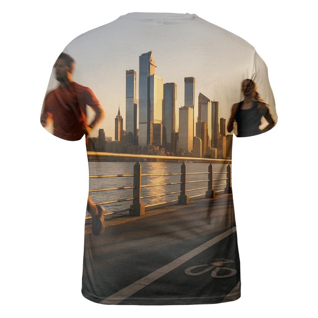 Hudson River Joggers At Golden Hour trendy printed shirt styles