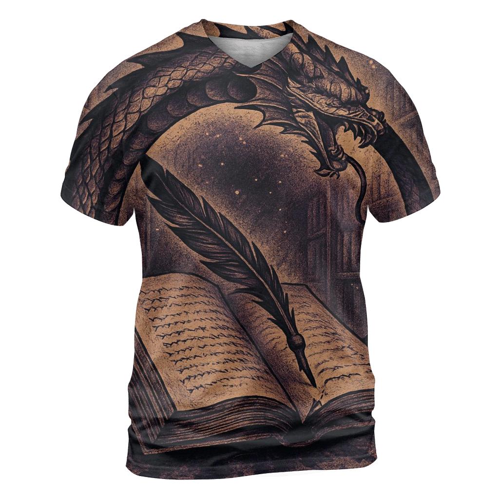 Cosmic Library Ouroboros Quill creative print fashion shirts