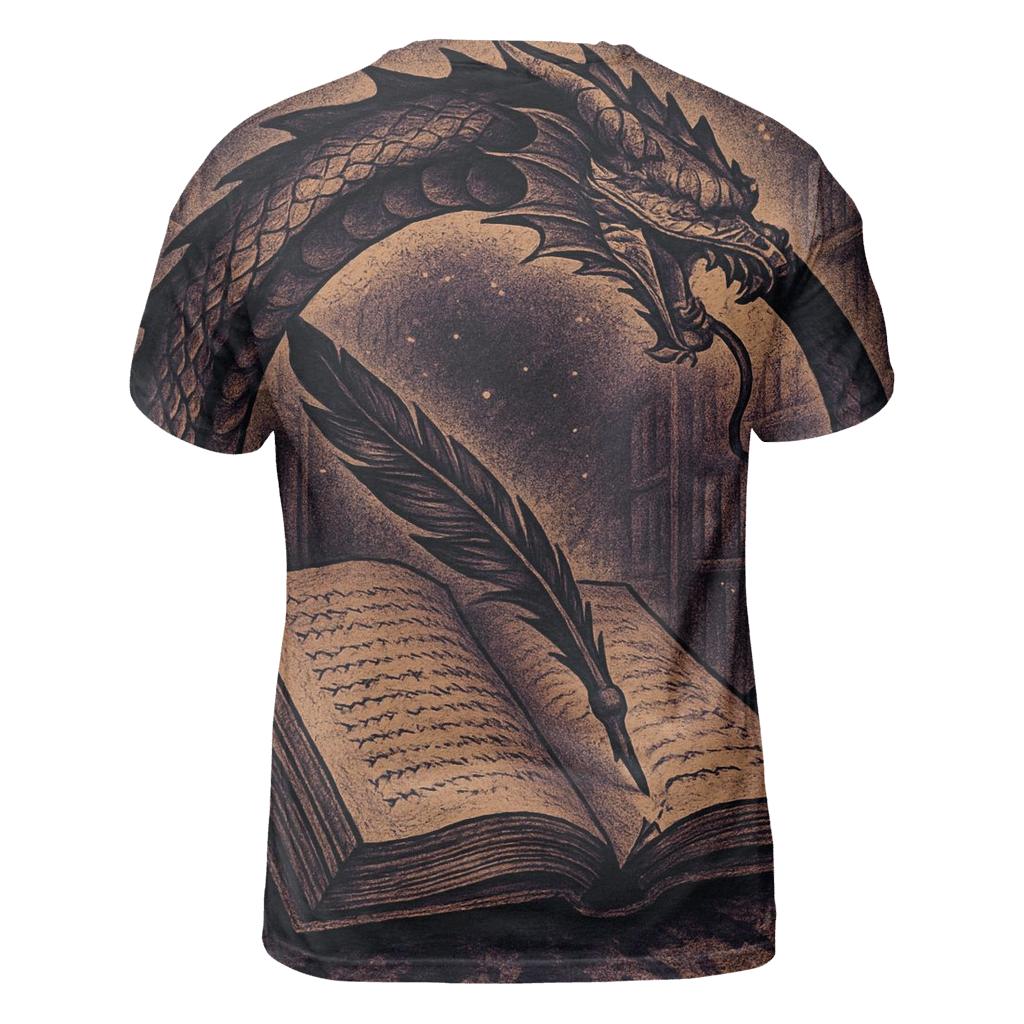 Cosmic Library Ouroboros Quill creative print fashion shirts
