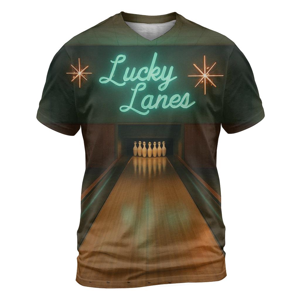 Retro Bowling Alley Night Scene personalized full print shirts